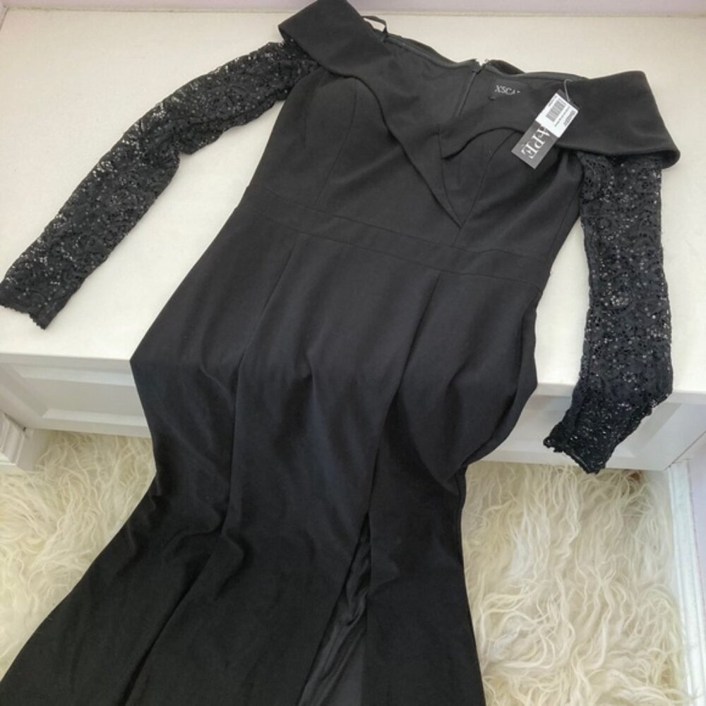 XSCAPE LACE SLEEVES OFF-THE-SHOULDER FORMAL DRESS 0214 - Picture 11 of 16